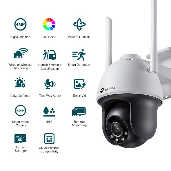 Buy VIGI C540-W 4MP Outdoor Full-Color Wi-Fi Pan Tilt Camera